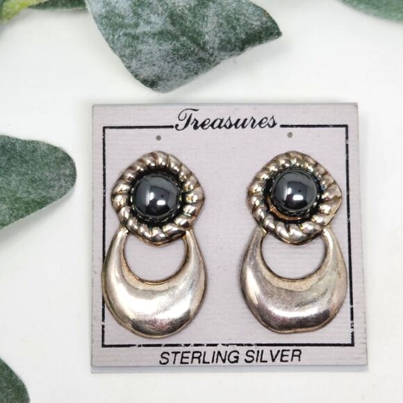 TREASURES Sterling Silver Door Knocker Earrings New Old Stock - Picture 1 of 11